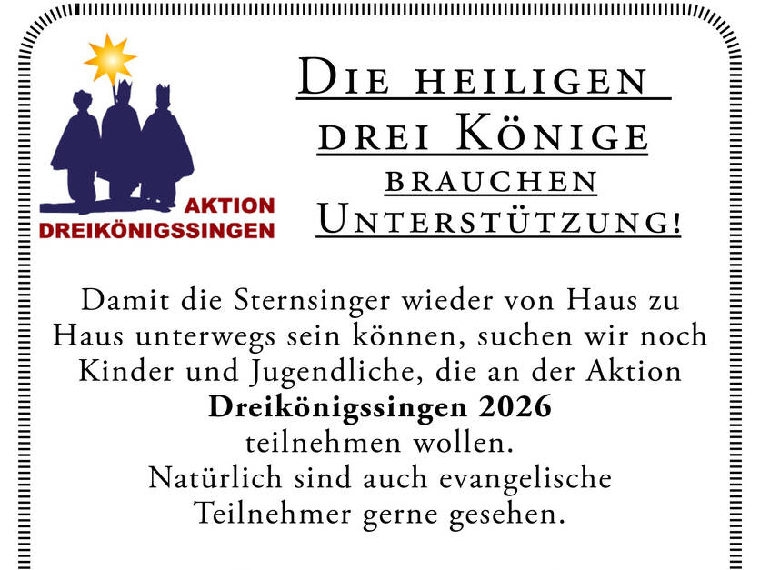 Sternsinger 2026 für Heßdorf gesucht - Plakat