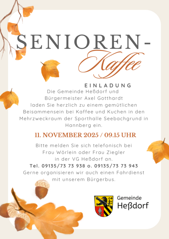 Senioren-Kaffee Heßdorf 11.11.2025 - Plakat