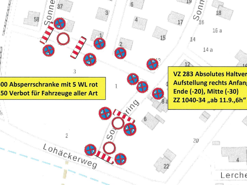Vollsperrungen in Heßdorf, Sonnenring vom 11.09. - 20.09.24
