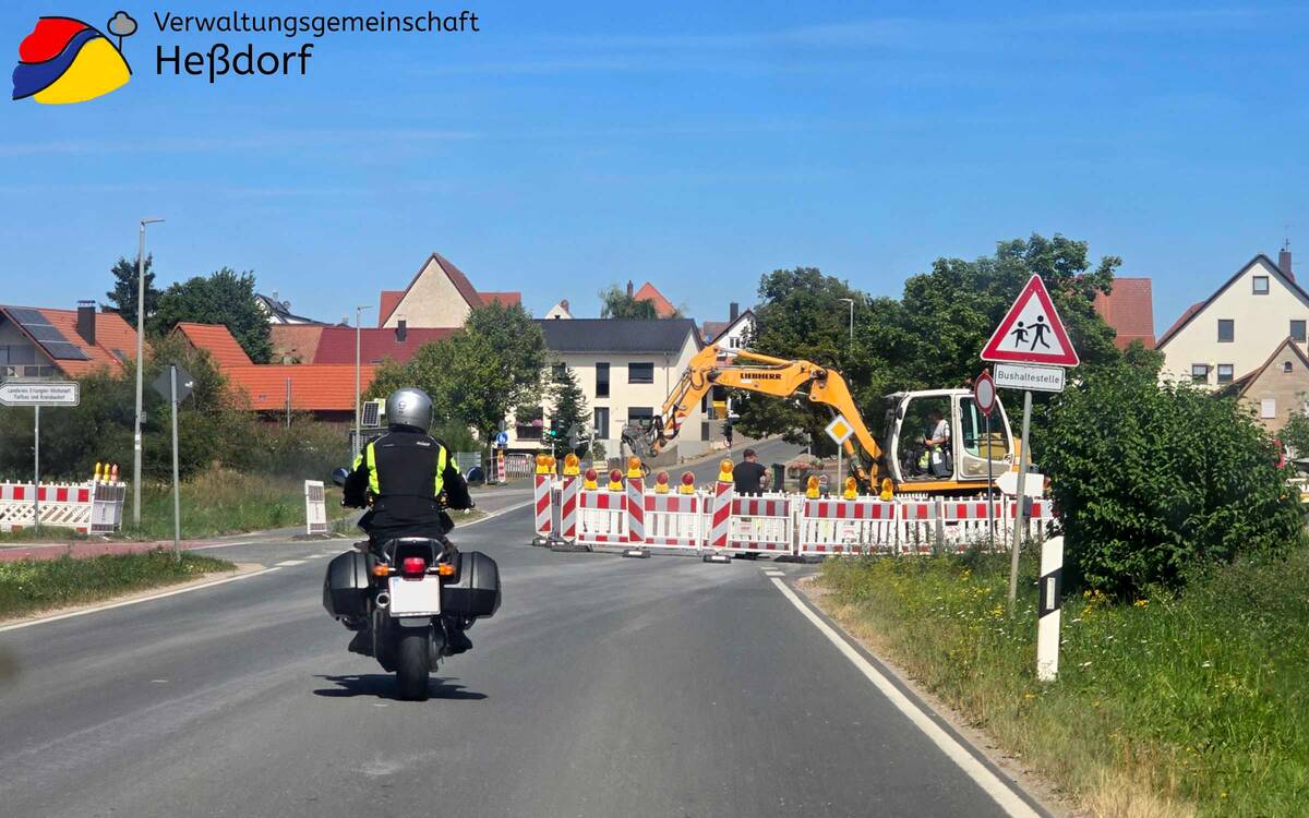 Halbseitige Sperrung Membacher Straße Heßdorf 25.08.25