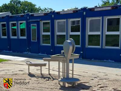 Vor der alten Containeranlage entsteht ein Wasserspielplatz.