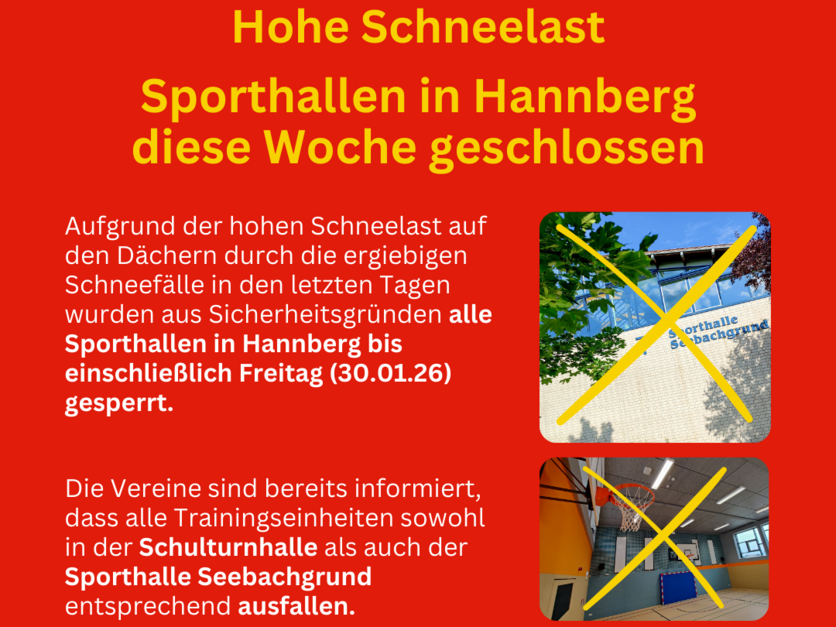 Sporthallen in Hannberg geschlossen 27.01.26