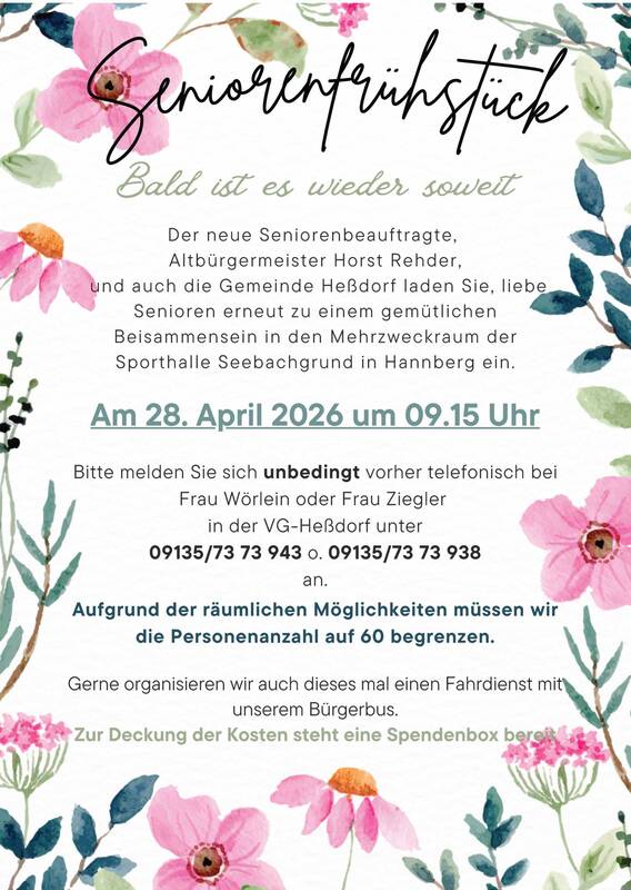 Senioren-Frühstück Gemeinde Heßdorf 28.04.26