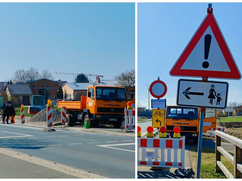 Bushaltestellen-Baustelle in der Membacher Straße in Heßdorf