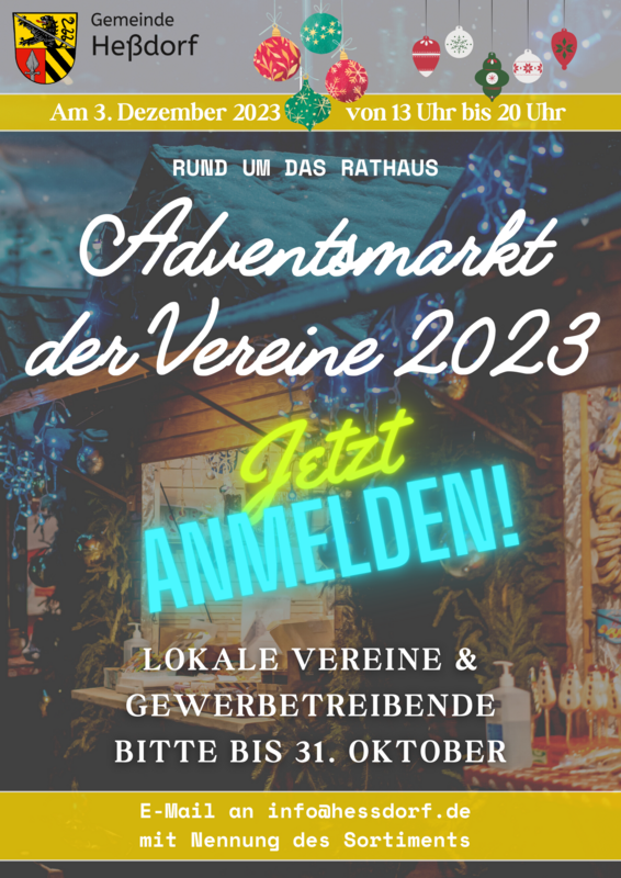 Adventsmarkt der Vereine 2023 in Heßdorf - Teaser Anmeldung