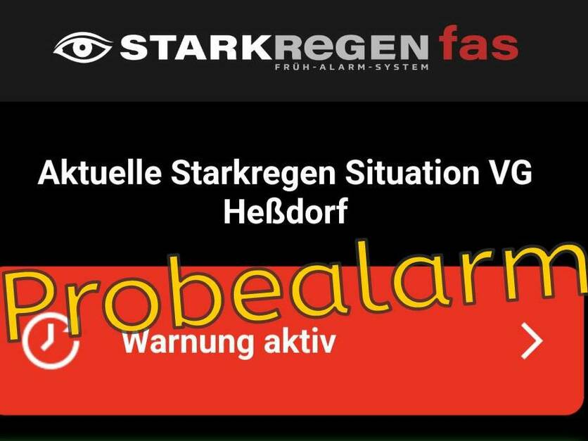 FAS (Starkregen-Frühalarm-System) der VG Heßdorf - Probealarm