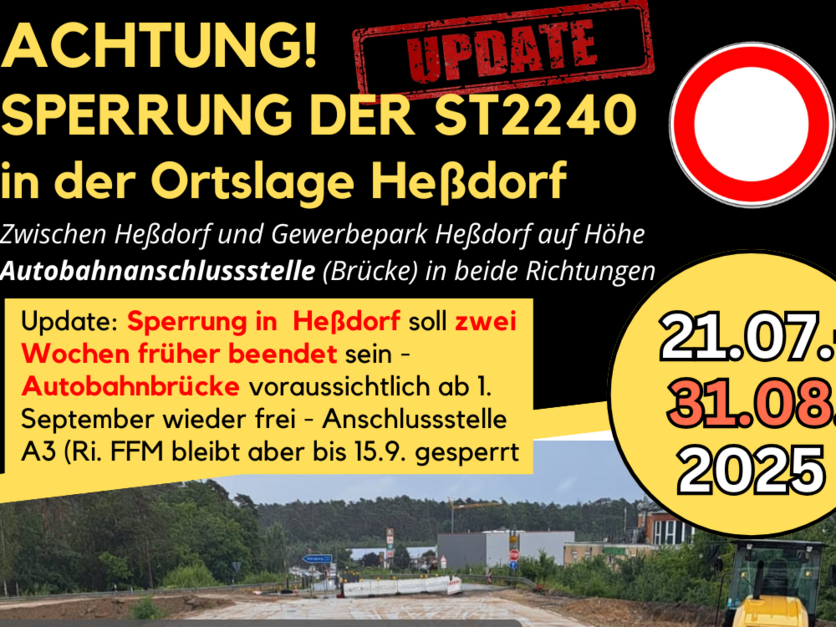 Sperrung St2240 Heßdorf August 2025 - Update 31.07.25 