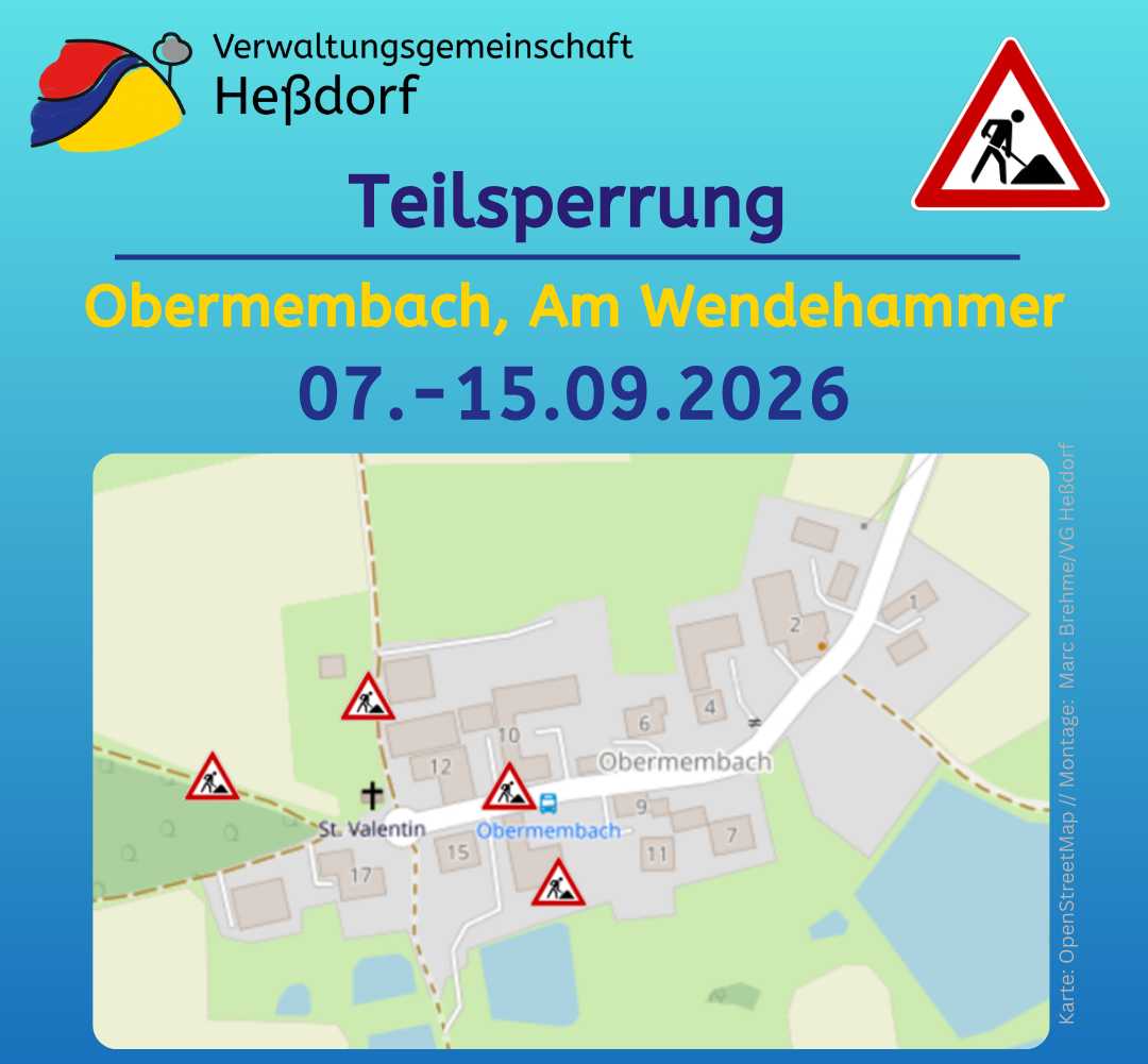 Teilsperrung Obermembach Wendehammer September 2027
