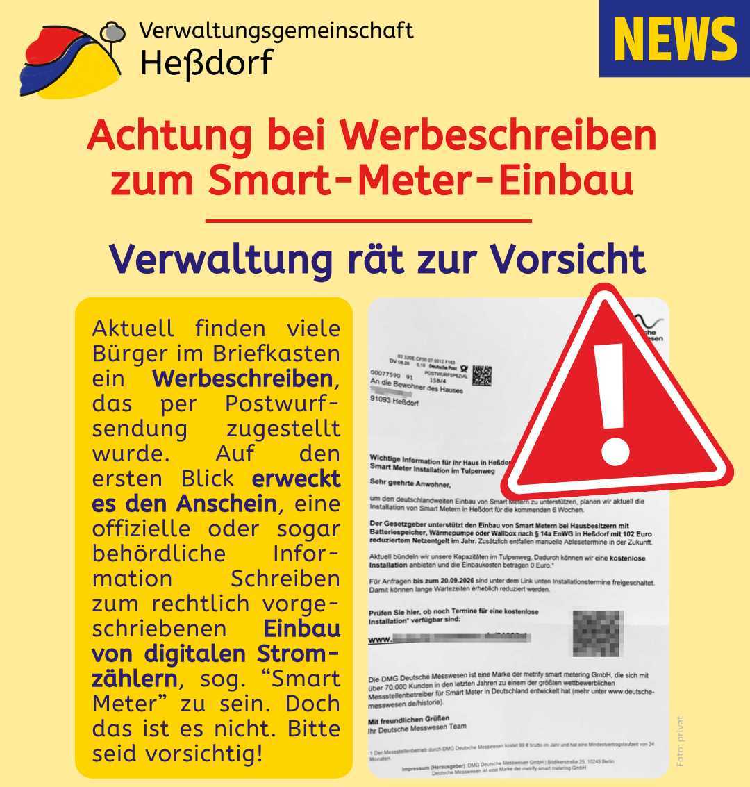 Warnung Postwurfsendung Smart Meter Einbau