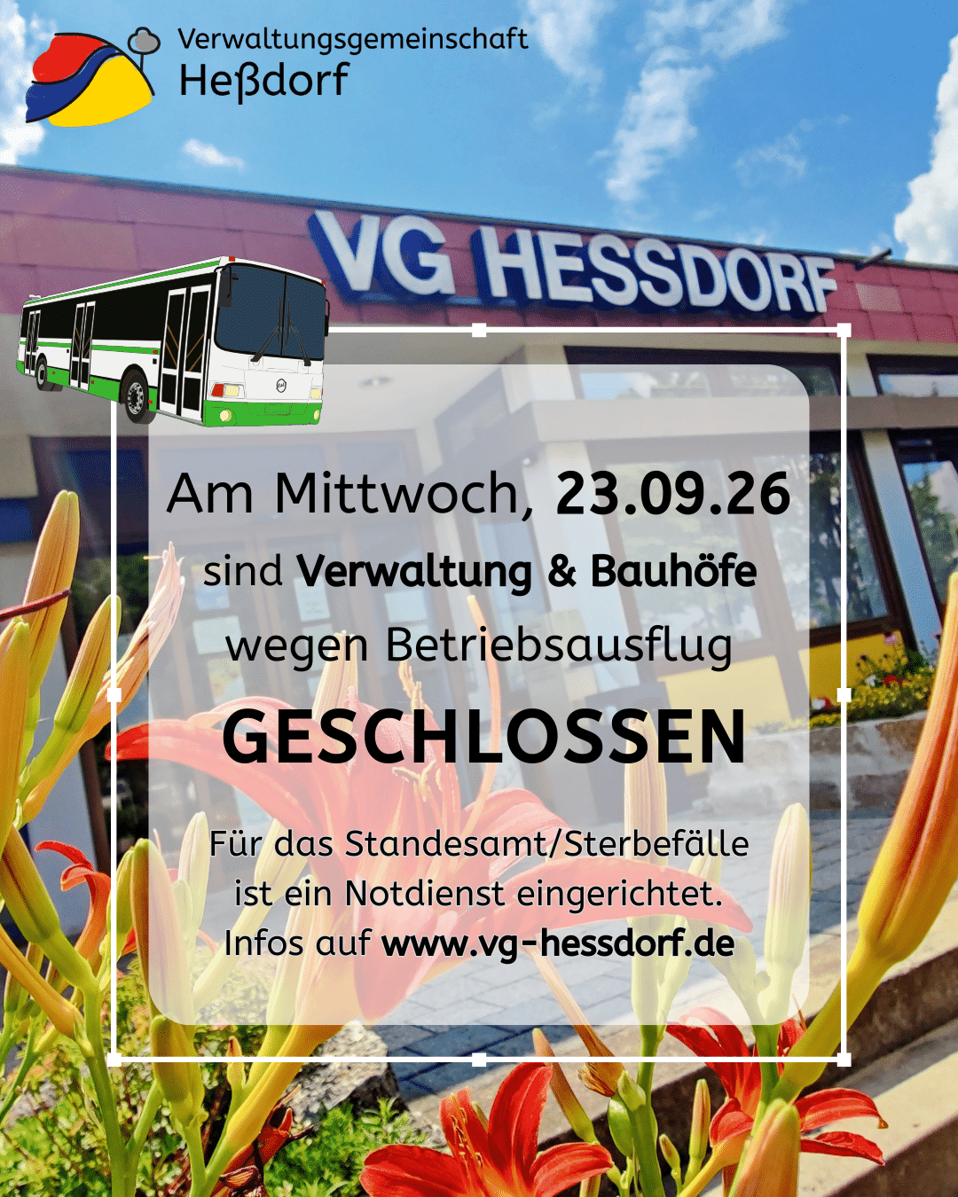 Verwaltung geschlossen Betriebsausflug 2026