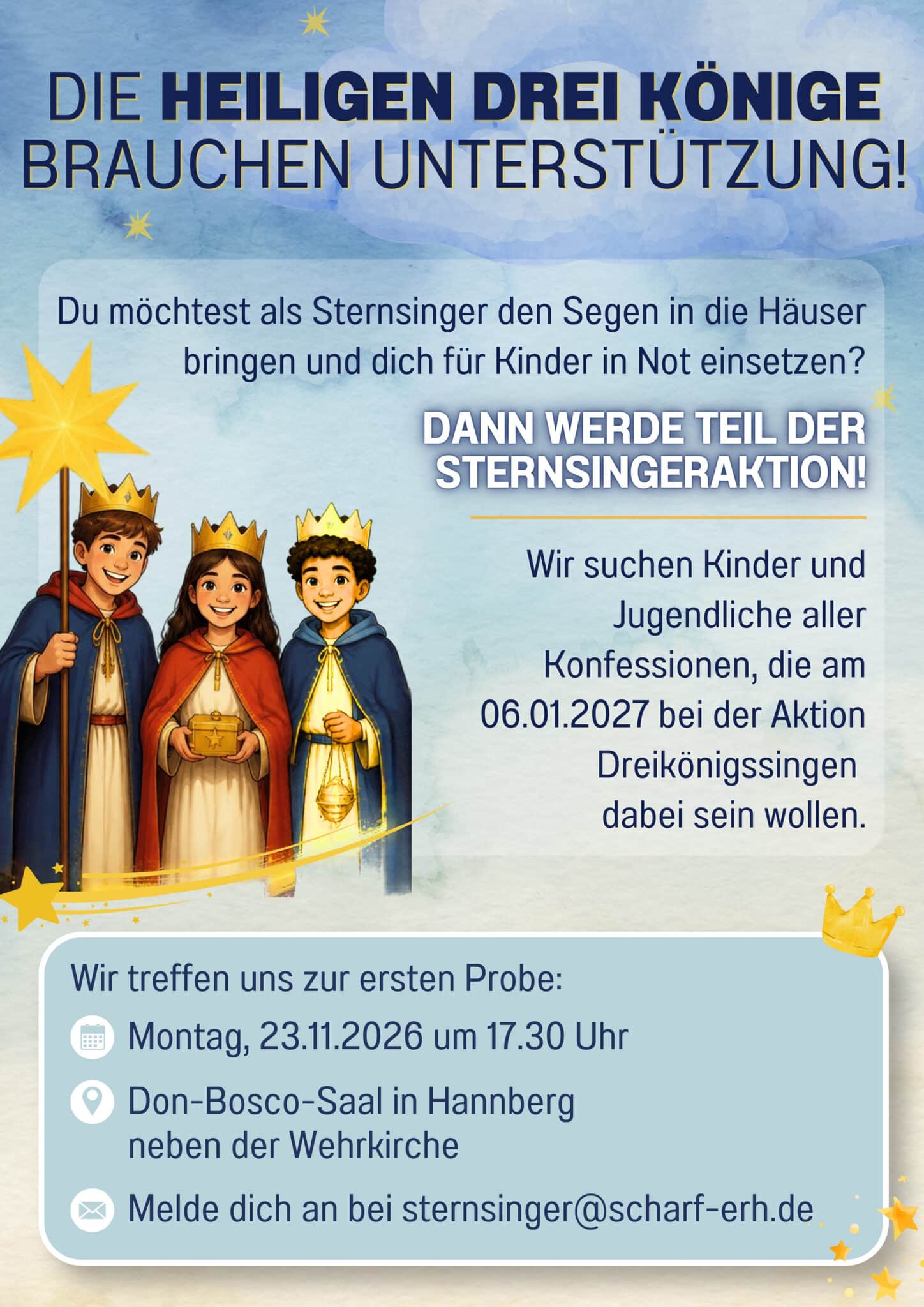 Sternsinger 2027 gesucht - Probe Hannberg